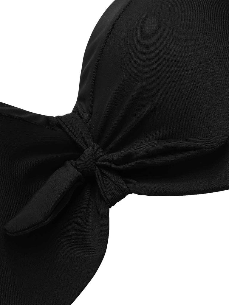 1950s Spaghetti Strap Leopard Ruffles Swimsuit