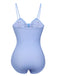 Blue 1950s Plaid Knot Strap Swimsuit