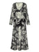 Black 1970s Leaves Strap Bikini & Long Cover-Up
