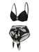 Black 1970s Leaves Strap Bikini & Long Cover-Up