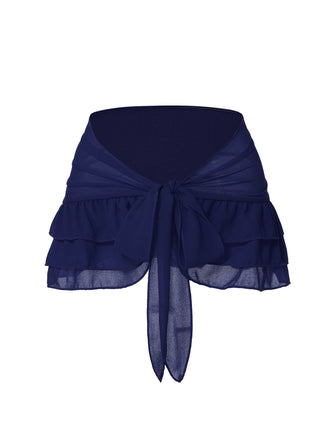 Blue 1960s Solid Chiffon Skirt Cover-Up