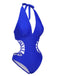 1930s Halter V-Neck Hollow One-Piece Swimsuit