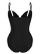 Black 1930s Spaghetti Strap One-Piece Swimsuit