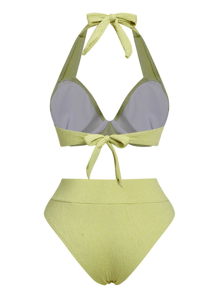 Green 1960s Halter High-Waist Swimsuit