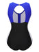 Blue Black White 1930s Color Block Swimsuit