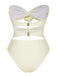 White 1930S 3D Flowers Hollow Bandeau Swimsuit