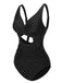 Black 1950s Strap Hollow One-Piece Swimsuit