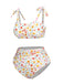 White 1930s Shoulder Straps Ditsy Florals Swimsuit