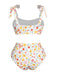 White 1930s Shoulder Straps Ditsy Florals Swimsuit