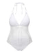 White 1930s Halter Backless Solid Swimsuit