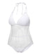 White 1930s Halter Backless Solid Swimsuit