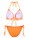 Orange Red 1930s Spaghetti Strap Halter Bind Bikini