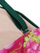 Green 1950s Retro-Flowers V-Neck Swimsuit