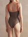 Brown 1930s Beads Straps Polka Dots Reversible Swimsuit