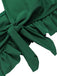 Green 1960s Strap Floral Ruffles Swimsuit