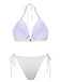 White 1960s Solid Boho Halter Bikini