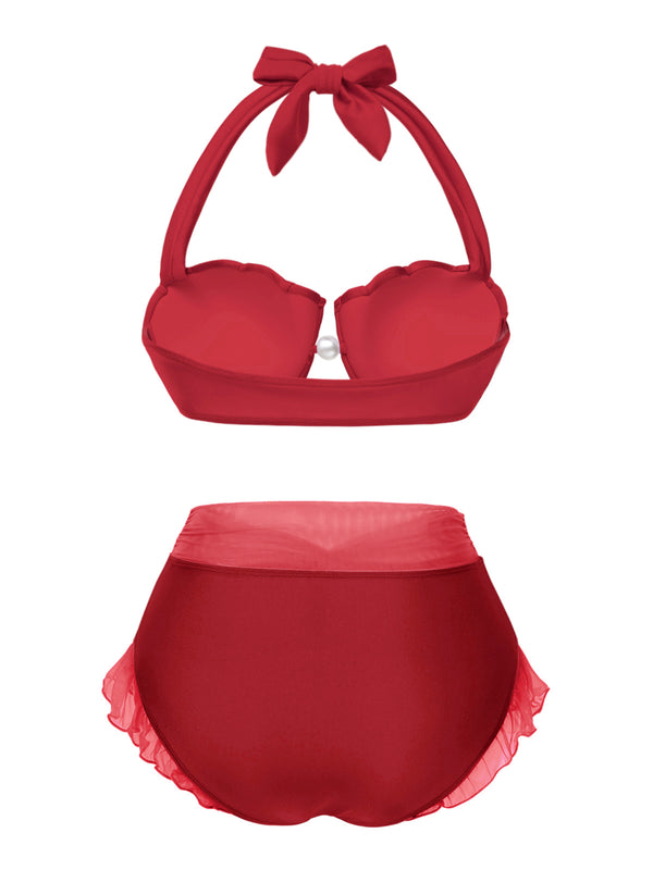 Lavender 1970s Mermaid Shell Halter Bikini Set | Retro Stage