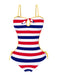[Pre-Sale] Red & Blue 1960s Striped Hollow Bow Swimsuit