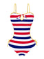 [Pre-Sale] Red & Blue 1960s Striped Hollow Bow Swimsuit