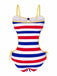 [Pre-Sale] Red & Blue 1960s Striped Hollow Bow Swimsuit