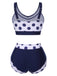 Navy Blue 1950s Polka Dots High-Waist Swimsuit