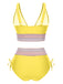 1970s V-Neck Patchwork High-Waist Bikini