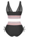 1970s V-Neck Patchwork High-Waist Bikini
