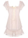 Pink 1950s Square Collar Ribbon Pajamas