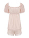 Pink 1950s Sweetheart Collar Short Pajamas