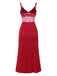1930s Solid Spaghetti Strap Lace Chiffon Nightdress