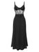 1930s Solid Spaghetti Strap Lace Chiffon Nightdress