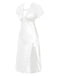 1960s Solid Lace Satin Patchwork V-neck Side-Slit Nightgown