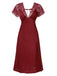 1960s Solid Lace Satin Patchwork V-neck Side-Slit Nightgown