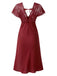 1960s Solid Lace Satin Patchwork V-neck Side-Slit Nightgown