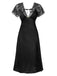1960s Solid Lace Satin Patchwork V-neck Side-Slit Nightgown