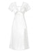 1960s Solid Lace Satin Patchwork V-neck Side-Slit Nightgown