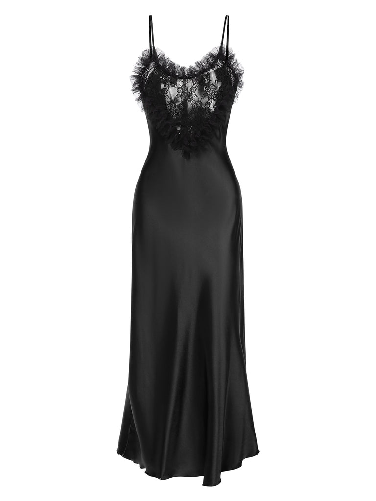 1930s Lace Heart Satin Suspender Nightdress