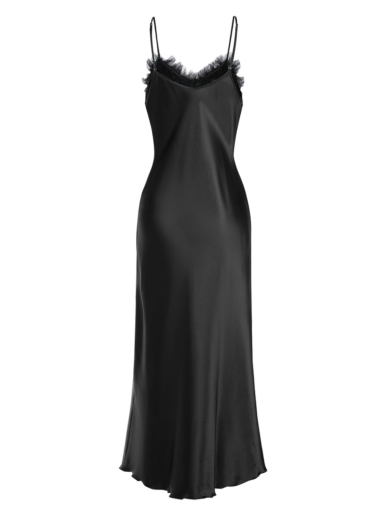1930s Lace Heart Satin Suspender Nightdress