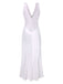 1930s Lace Hollow Satin Patchwork V-Neck Nightgown