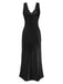 1930s Lace Hollow Satin Patchwork V-Neck Nightgown