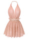 1950s Lace Mesh Deep V-Neck Halter Nightgown