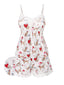 [Pre-Sale] White 1950s Hearts Dog Silky Straps Pajama Set