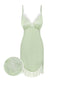 [Pre-Sale] Green 1960s Spaghetti Strap Ruffles Lace Nightgown