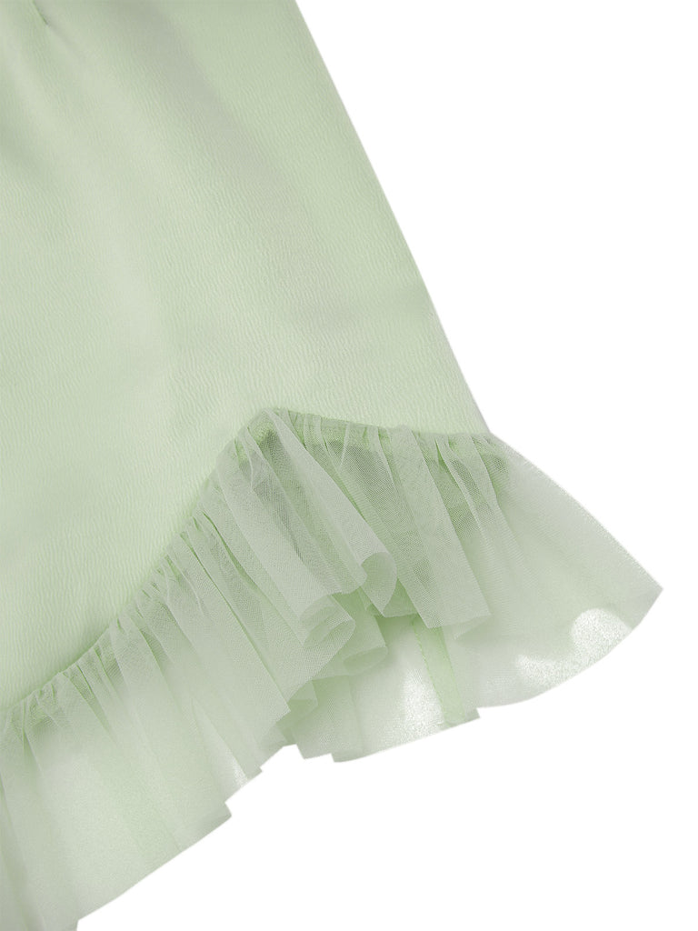 [Pre-Sale] Green 1960s Spaghetti Strap Ruffles Lace Nightgown