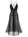 Black 1940s Sparkling Mesh Back Cross Straps Nightgown