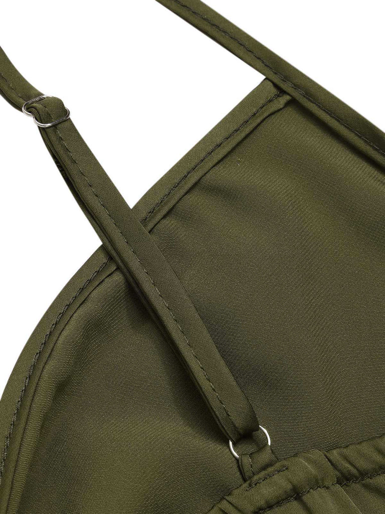 [Pre-Sale] Green 1940s Spaghetti Straps Lace-Up Satin Nightgown