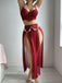 1970s Solid Pearl High-Slit 3D Flower Pajama Set
