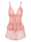 Pink 1950s Dots Lace Trim Satin Pajama Set