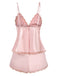 Pink 1950s Dots Lace Trim Satin Pajama Set