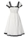 [Pre-Sale] White 1940s Cotton Lace Stripe Cap Sleeve Nightdress